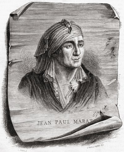 Portrait of Jean Paul Marat engraved by Jean Baptiste Amedee Guillaume by Leopold Mar